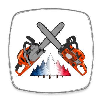 Chainsaw - France - Square fridge magnet - white - Front