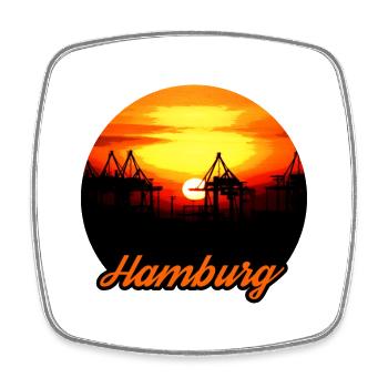 Hamburg Sonnenuntergang Hafen - Viereckiger Kühlschrankmagnet - Weiß - Vorne
