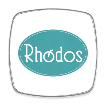 Rhodos Inselbadge Teal - Viereckiger Kühlschrankmagnet - Weiß - Vorne