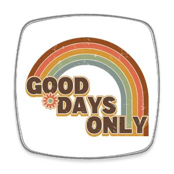 Good Days Only - Retro Vintage Rainbow - Square fridge magnet - white - Front
