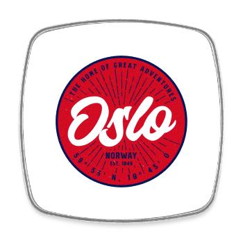 Cercle du logo de la ville vintage d’Oslo - Magnet carré - blanc - Devant