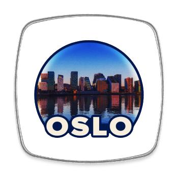 Oslo Skyline Reflektion - Viereckiger Kühlschrankmagnet - Weiß - Vorne