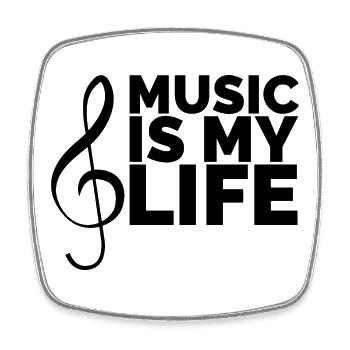 La musique est ma vie Logo du musicien Symbole Clé - Magnet carré - blanc - Devant