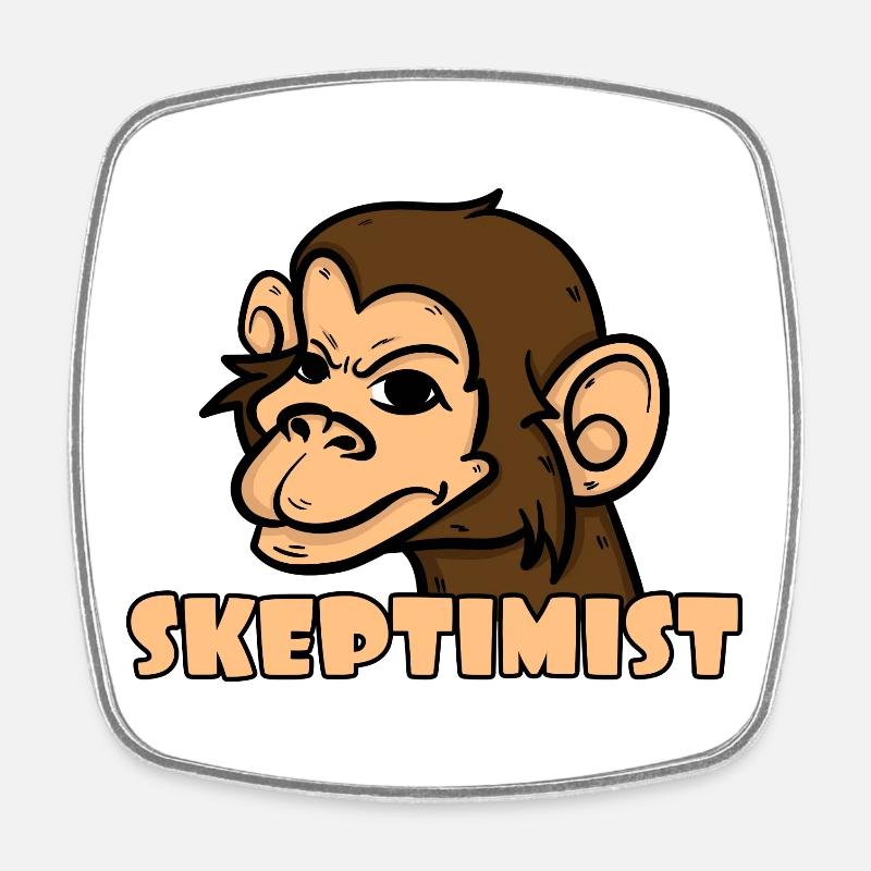 Skeptiker Affe - Skeptimist - Viereckiger Kühlschrankmagnet - Weiß