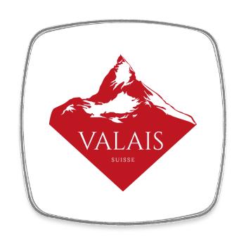 Logo rouge du Sommet du Mont Valais - Magnet carré - blanc - Devant