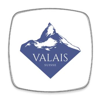 Valais Schweiz Alpen Design - Viereckiger Kühlschrankmagnet - Weiß - Vorne