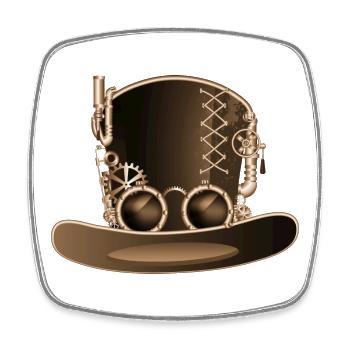 Steampunk cylinder in antique look with gears - Square fridge magnet - white - Front
