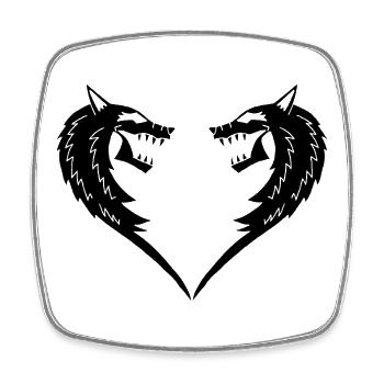 Black Wolf Heart - Square fridge magnet - white - Front