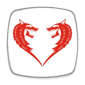 Red Wolf Heart - Square fridge magnet - white - Front