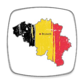 Belgische Flagge Karte von Brüssel - Viereckiger Kühlschrankmagnet - Weiß - Vorne