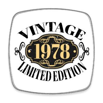 Jahrgang 1978 - 44 Jahre alt, Geschenk zum 44. Geburtstag - Viereckiger Kühlschrankmagnet - Weiß - Vorne