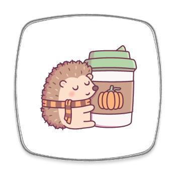 Mignon hérisson étreignant pumpkin spice Latte - Magnet carré - blanc - Devant