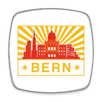 Bern Skyline Sunburst City Seal - Square fridge magnet - white - Front