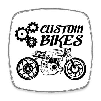 custom bikes motorcycle icon logo icon caferacer - Square fridge magnet - white - Front