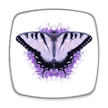 Weißer Schmetterling mit lila Blüte - Viereckiger Kühlschrankmagnet - Weiß - Vorne