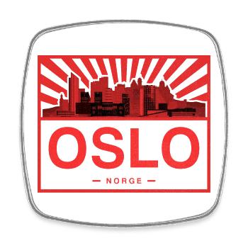 Oslo Skyline Rot Schwarz - Viereckiger Kühlschrankmagnet - Weiß - Vorne