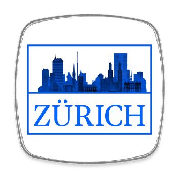 Zurich Skyline Blue Silhouette - Square fridge magnet - white - Front