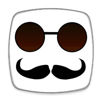 Hispter Moustache et Google - Magnet carré - blanc - Devant