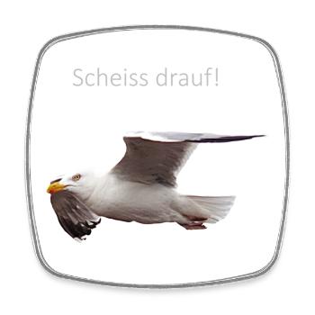 Möwe im Flug Spruch - Viereckiger Kühlschrankmagnet - Weiß - Vorne