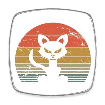 Niedliche Katze Retro Silhouette Katze Liebhaber & Besitzer Geschenk - Viereckiger Kühlschrankmagnet - Weiß - Vorne