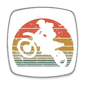 Retro Motocross Dirt Bike Rider Enduro Motor Bike - Magnet carré - blanc - Devant