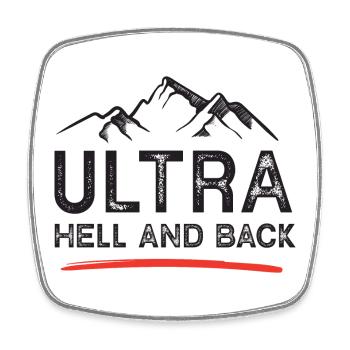 Ultra Running - Hölle und zurück - Viereckiger Kühlschrankmagnet - Weiß - Vorne