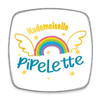 Mademoiselle pipelette - Magnet carré - blanc - Devant