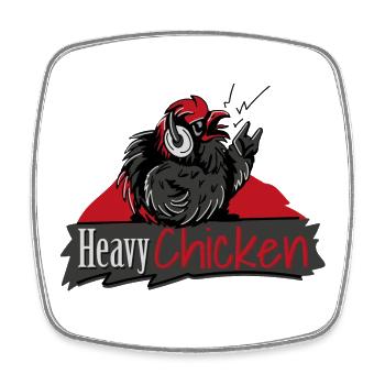 Heavy Chicken - Viereckiger Kühlschrankmagnet - Weiß - Vorne