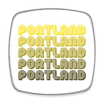 Portland Retro Gradient Typo - Viereckiger Kühlschrankmagnet - Weiß - Vorne