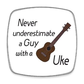 Never underestimate a guy with a Uke! schwarz - Viereckiger Kühlschrankmagnet - Weiß - Vorne