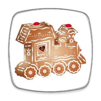 decorated gingerbread locomotive for Christmas - Square fridge magnet - white - Front