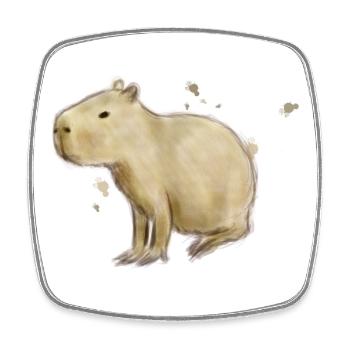 Capybara - Magnet carré - blanc - Devant