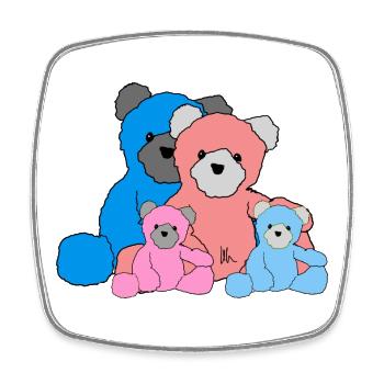 Teddy family - Square fridge magnet - white - Front
