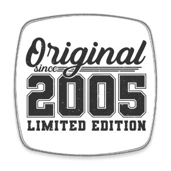 2005 Original vintage birthday gift - Square fridge magnet - white - Front
