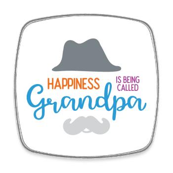 Happines wird Opa genannt - Viereckiger Kühlschrankmagnet - Weiß - Vorne