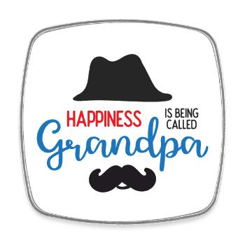 Happines is Being Called Grandpa - Square fridge magnet - white - Front