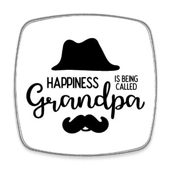 Happines is Being Called Grandpa - Square fridge magnet - white - Front