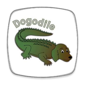 Hund Krokodil Alligator - Dog crocodile - Dogodile - Viereckiger Kühlschrankmagnet - Weiß - Vorne