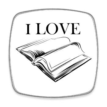 i love books book book books love symbol reading - Square fridge magnet - white - Front