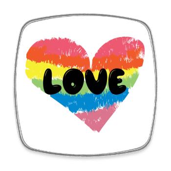Cœur LGBT Amour Arc-en-ciel Droits Homosexuels - Magnet carré - blanc - Devant