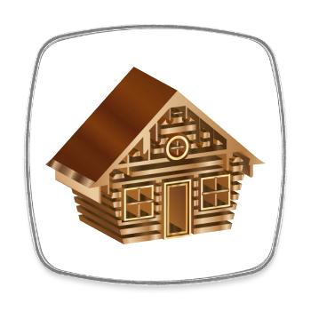 zauberhafte Blockhütte im 3D Stil in Holz Optik - Viereckiger Kühlschrankmagnet - Weiß - Vorne