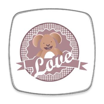 Label in dusky pink with cute rabbit and love - Square fridge magnet - white - Front