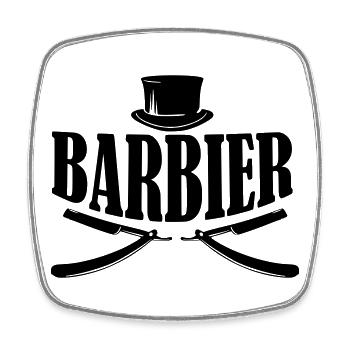 barber barbier shirt - Viereckiger Kühlschrankmagnet - Weiß - Vorne