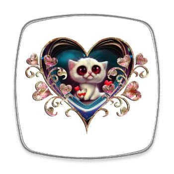 Chaton de la Saint-Valentin - Magnet carré - blanc - Devant
