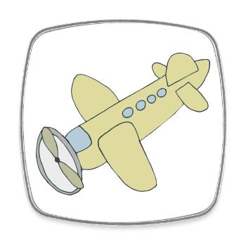 Bande dessinée d’avion - Magnet carré - blanc - Devant