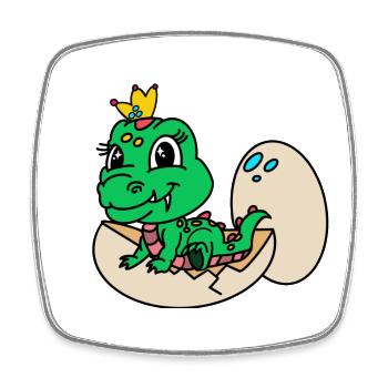Drache mit Krone aus dem Ei - Viereckiger Kühlschrankmagnet - Weiß - Vorne