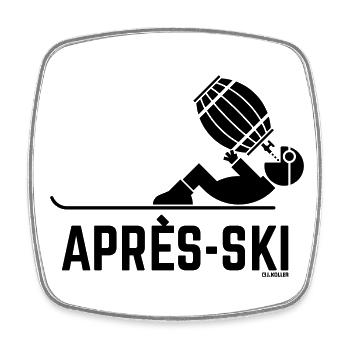 Après-Ski (Apres Ski Biertrinker Bierfass / Black) - Viereckiger Kühlschrankmagnet - Weiß - Vorne