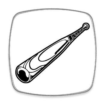 Baseballschläger Skizze - Viereckiger Kühlschrankmagnet - Weiß - Vorne