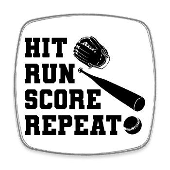 Baseball Hit Run Score - Square fridge magnet - white - Front