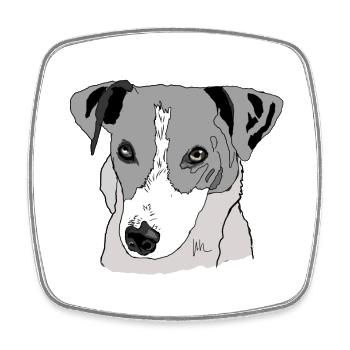 Jack Russel Terrier - Viereckiger Kühlschrankmagnet - Weiß - Vorne
